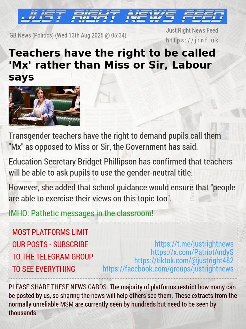 Teachers have the right to be called ’Mx’ rather than Miss or Sir, Labour says