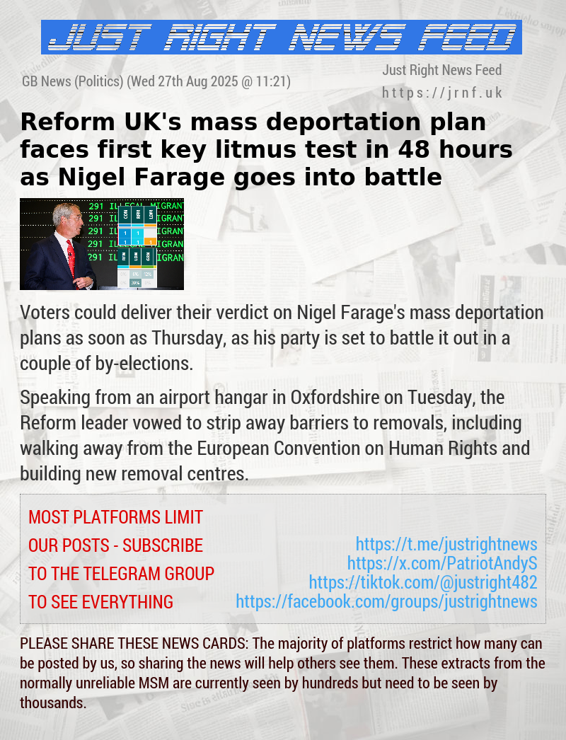 Reform UK’s mass deportation plan faces first key litmus test in 48 hours as Nigel Farage goes into battle