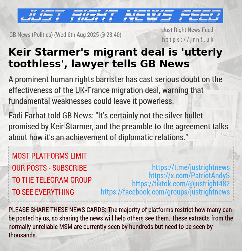Keir Starmer’s migrant deal is ’utterly toothless’, lawyer tells GB News