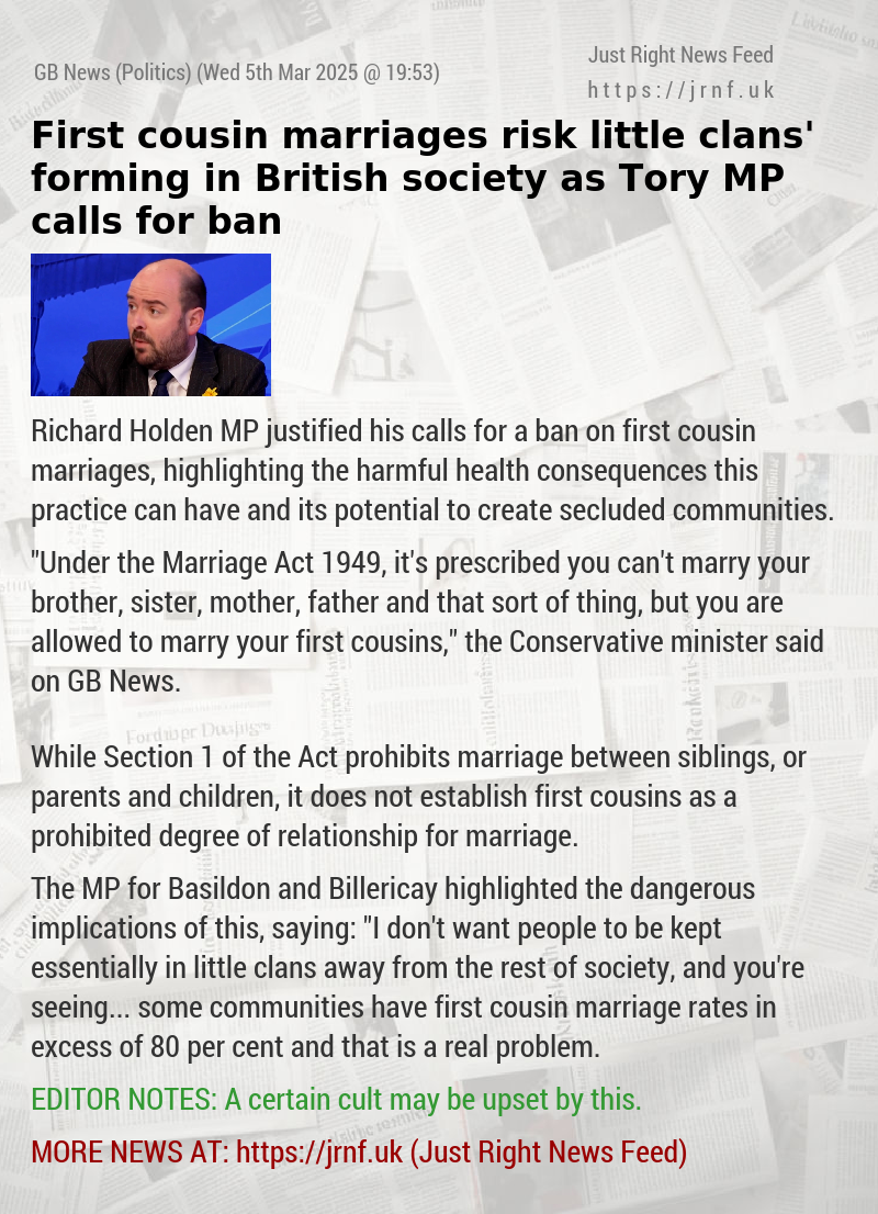 First—cousin marriages risk ‘little clans’ forming in British society as Tory MP calls for ban