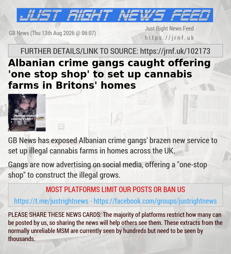 Albanian crime gangs caught offering ’one—stop shop’ to set up cannabis farms in Britons’ homes