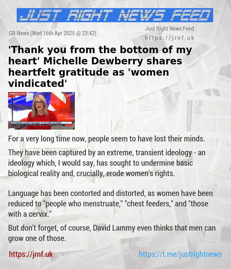 ’Thank you from the bottom of my heart’ Michelle Dewberry shares heartfelt gratitude as ’women vindicated’