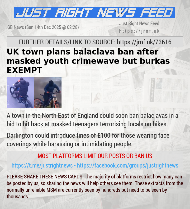 UK town plans balaclava ban after masked youth crimewave — but burkas EXEMPT