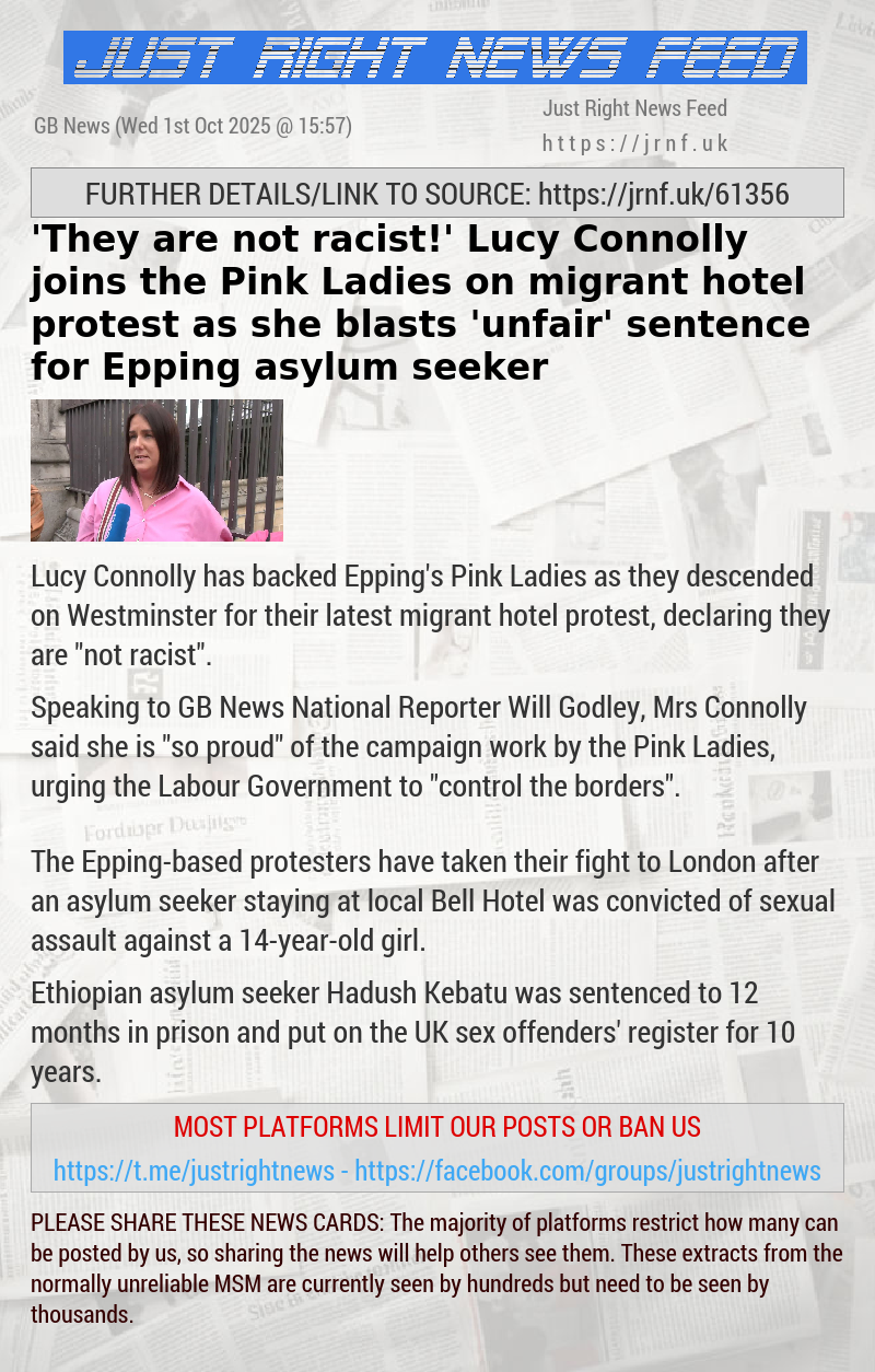 ’They are not racist!’ Lucy Connolly joins the Pink Ladies on migrant hotel protest as she blasts ’unfair’ sentence for Epping asylum seeker