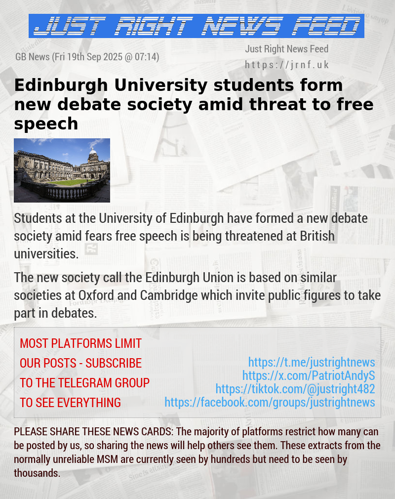 Edinburgh University students form new debate society amid threat to free speech