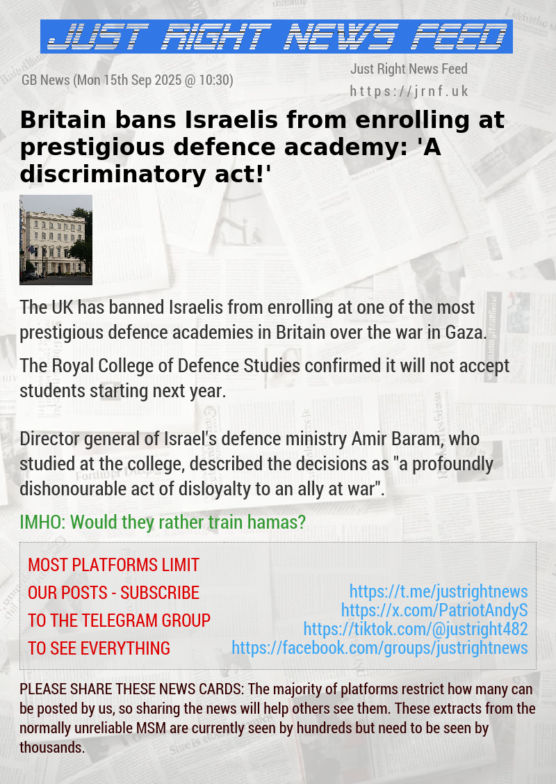 Britain bans Israelis from enrolling at prestigious defence academy: ’A discriminatory act!’