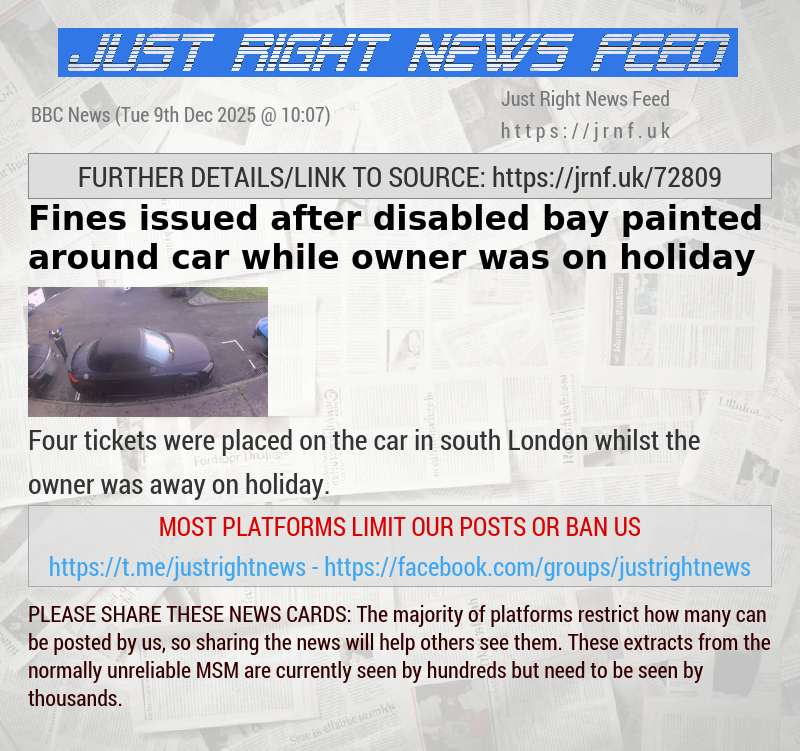 Fines issued after disabled bay painted around car while owner was on holiday