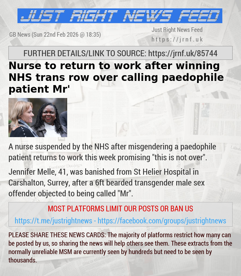 Nurse to return to work after winning NHS trans row over calling paedophile patient ‘Mr’