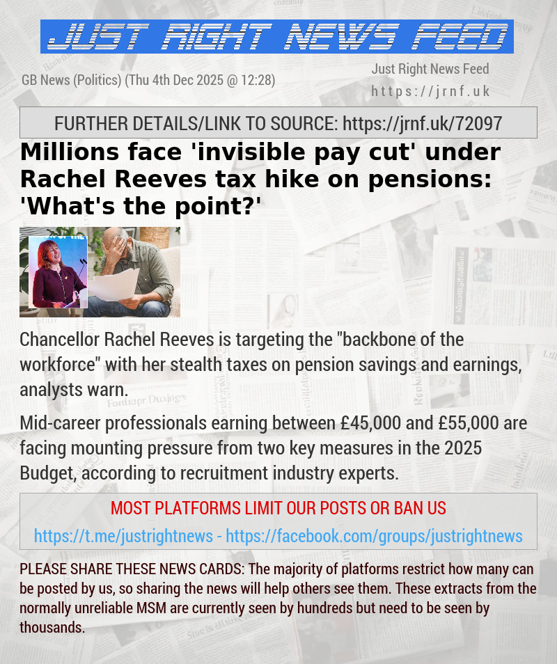 Millions face ’invisible pay cut’ under Rachel Reeves tax hike on pensions: ’What’s the point?’