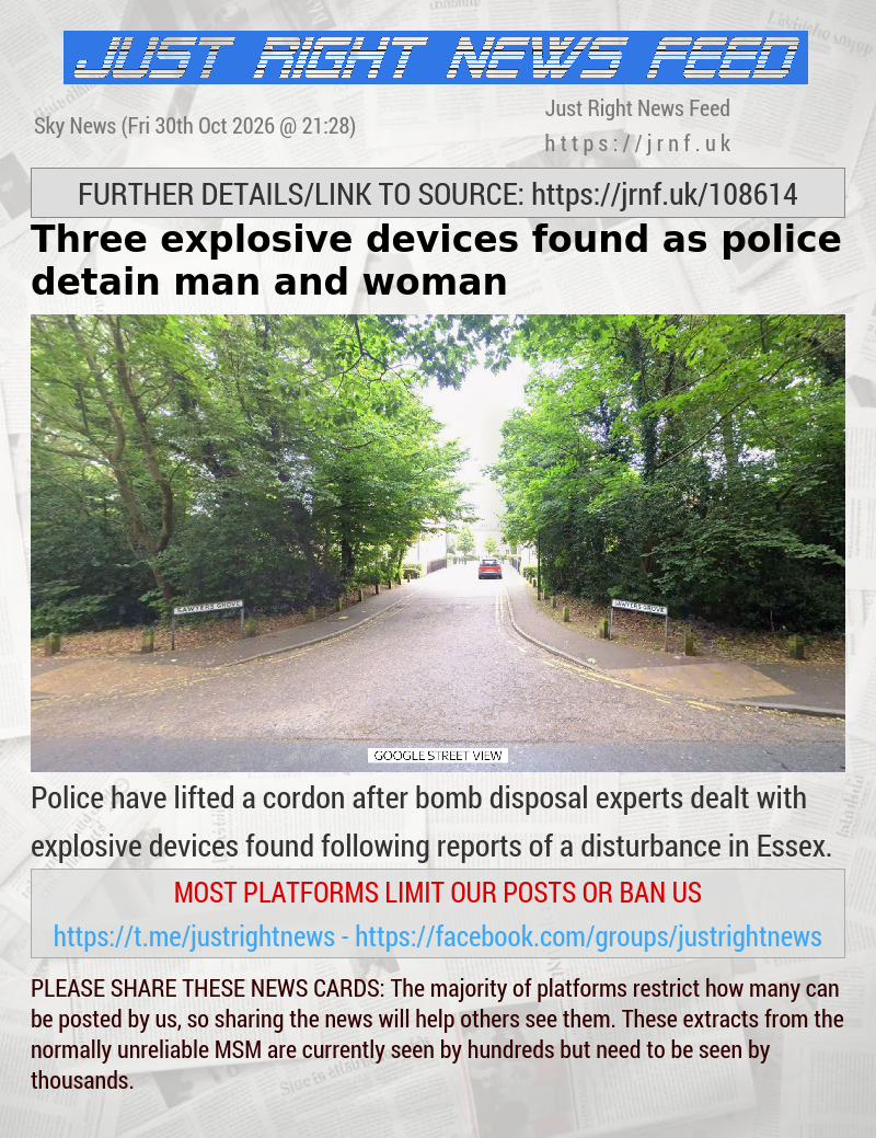 Three explosive devices found as police detain man and woman
