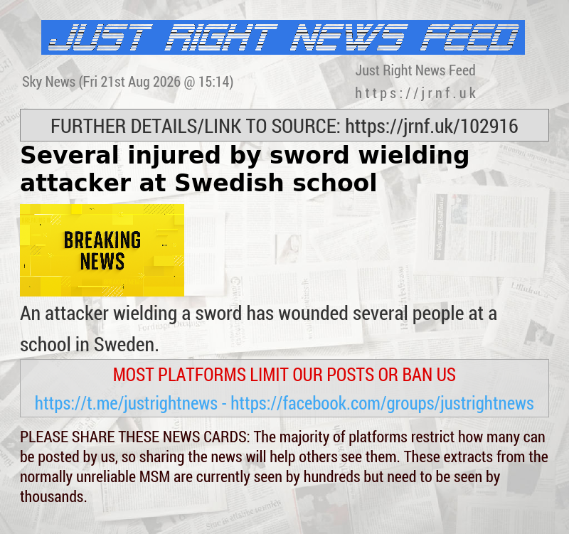 Several injured by sword—wielding attacker at Swedish school