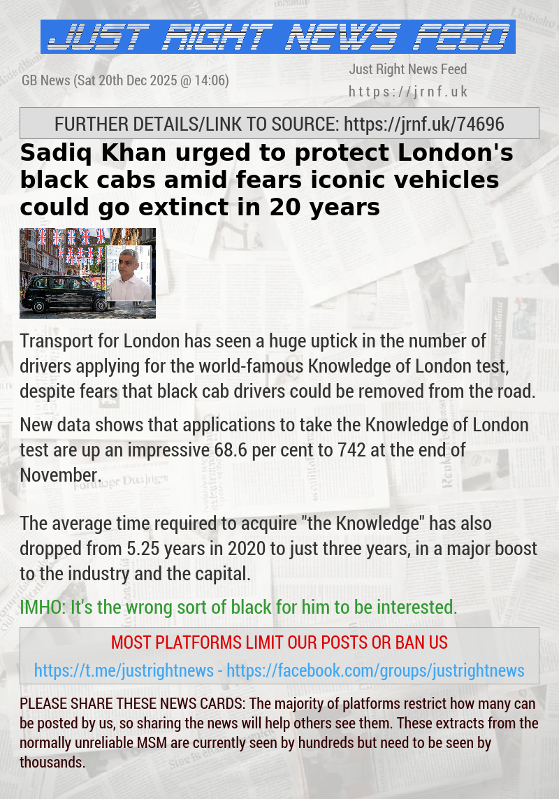 Sadiq Khan urged to protect London’s black cabs amid fears iconic vehicles could go extinct in 20 years