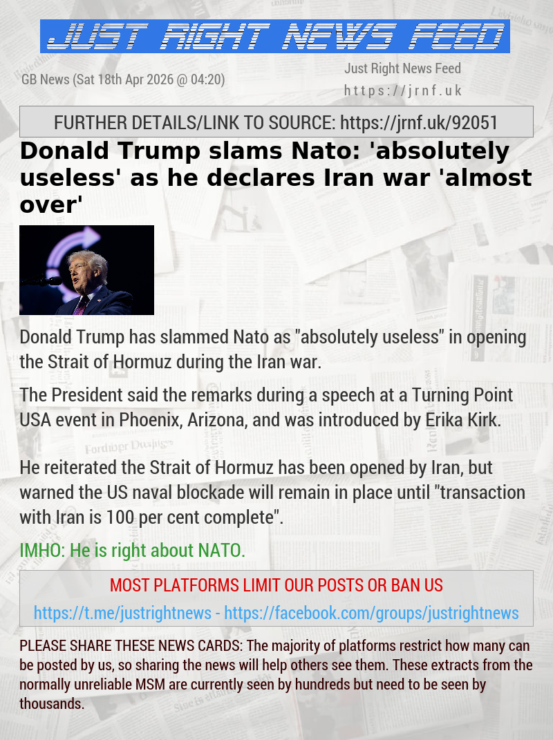 Donald Trump slams Nato: ’absolutely useless’ as he declares Iran war ’almost over’