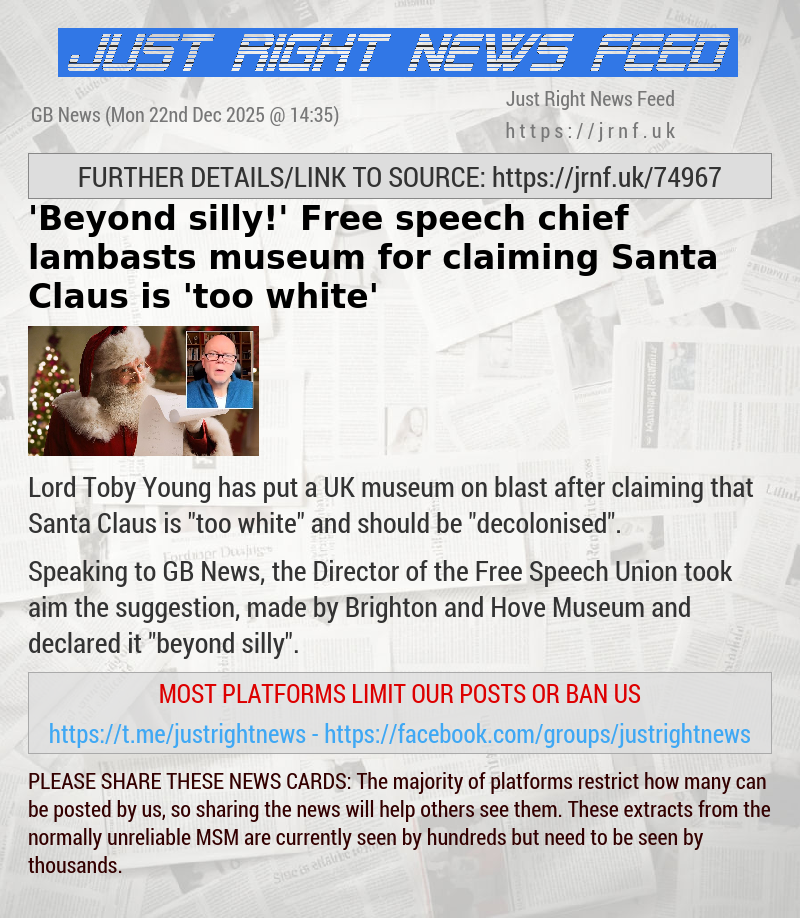 ’Beyond silly!’ Free speech chief lambasts museum for claiming Santa Claus is ’too white’