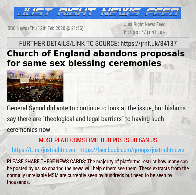 Church of England abandons proposals for same—sex blessing ceremonies