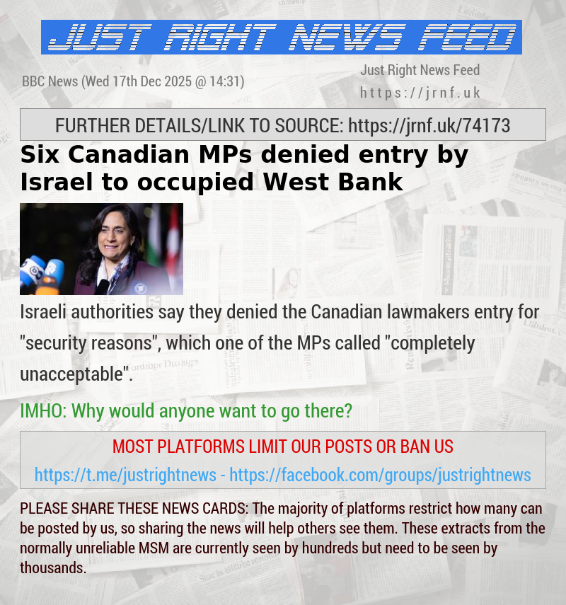 Six Canadian MPs denied entry by Israel to occupied West Bank