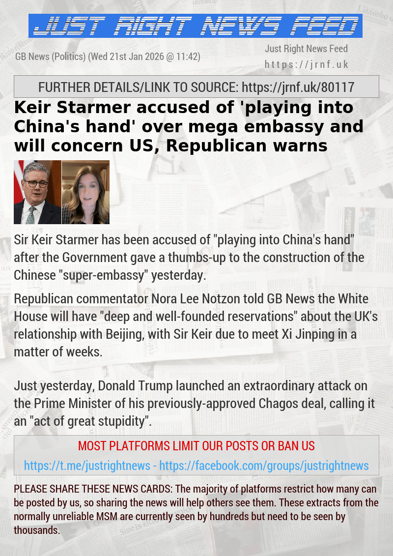 Keir Starmer accused of ’playing into China’s hand’ over mega—embassy and will concern US, Republican warns