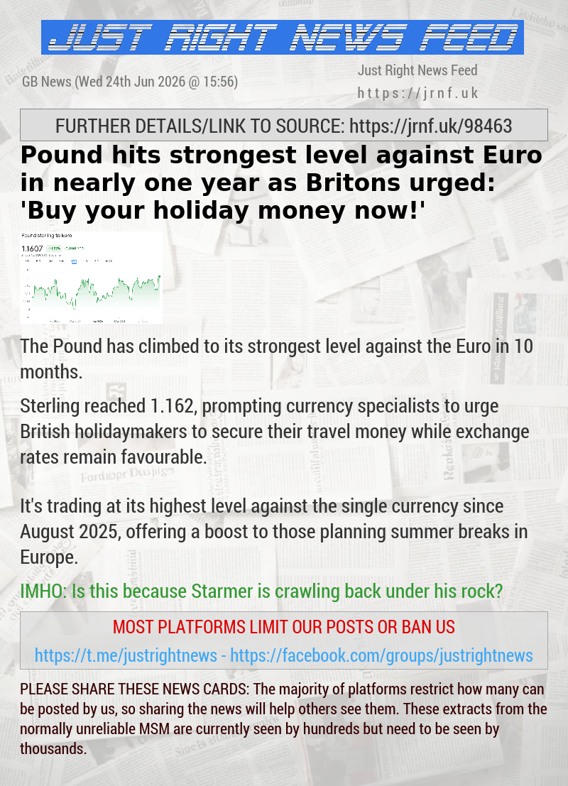 Pound hits strongest level against Euro in nearly one year as Britons urged: ’Buy your holiday money now!’