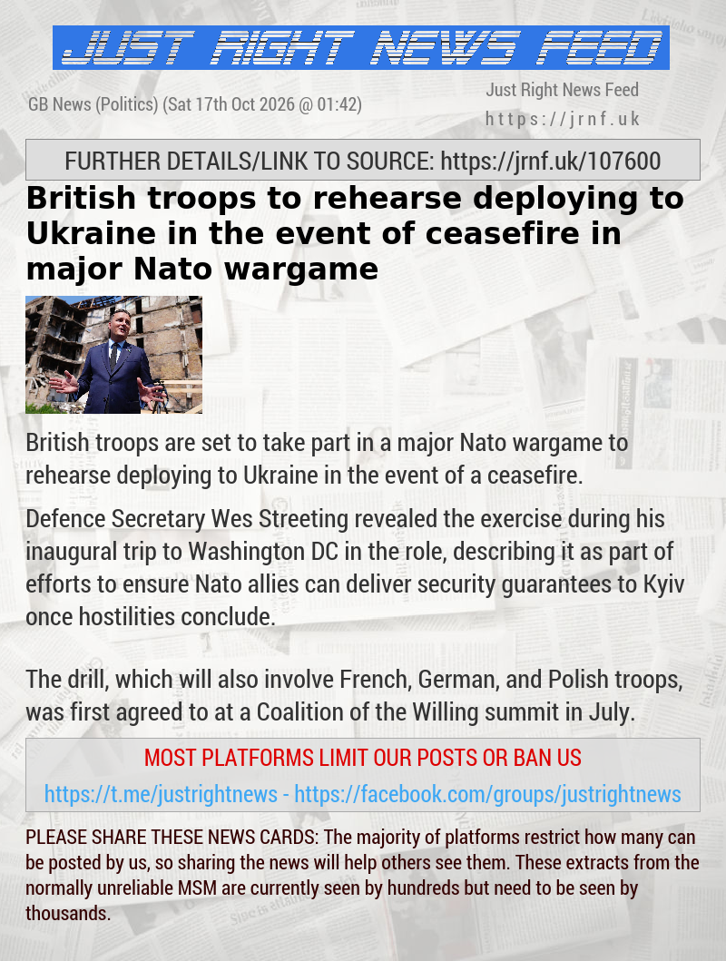 British troops to rehearse deploying to Ukraine in the event of ceasefire in major Nato wargame