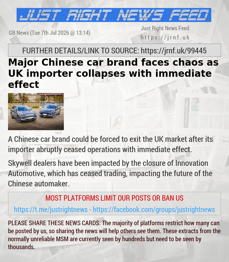 Major Chinese car brand faces chaos as UK importer collapses with immediate effect