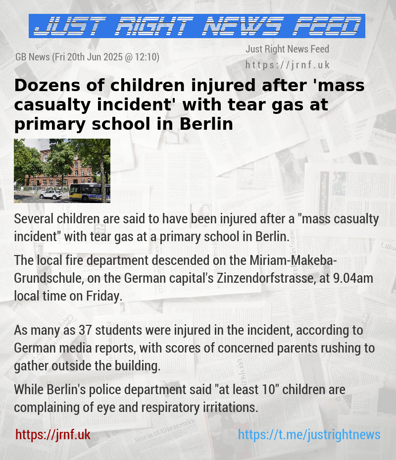 Dozens of children injured after ’mass casualty incident’ with tear gas at primary school in Berlin