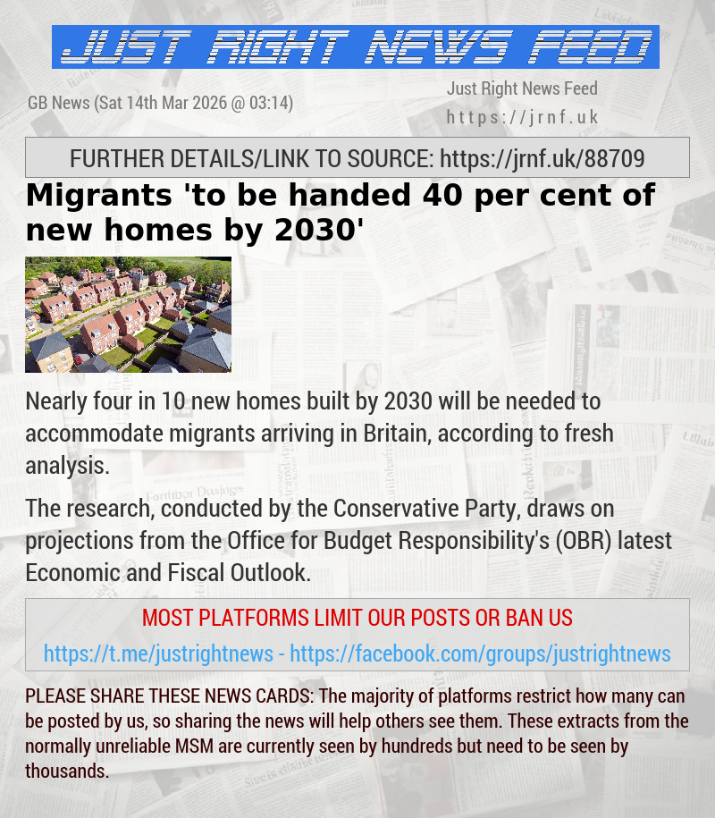 Migrants ’to be handed 40 per cent of new homes by 2030’