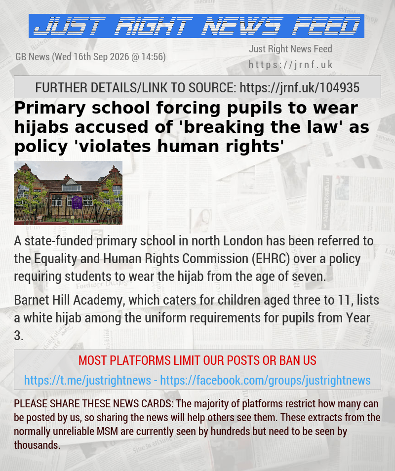 Primary school forcing pupils to wear hijabs accused of ’breaking the law’ as policy ’violates human rights’