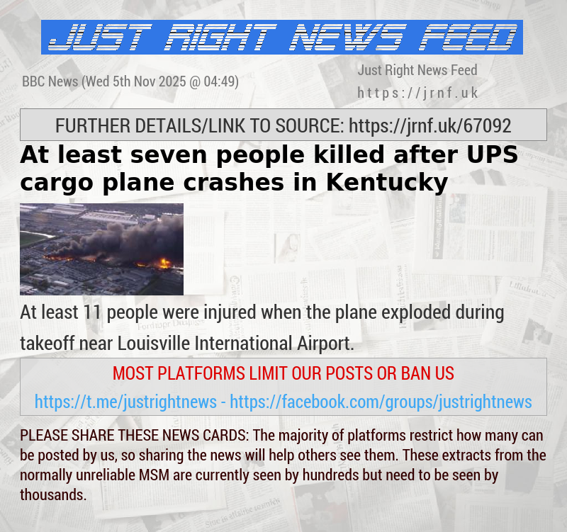 At least seven people killed after UPS cargo plane crashes in Kentucky