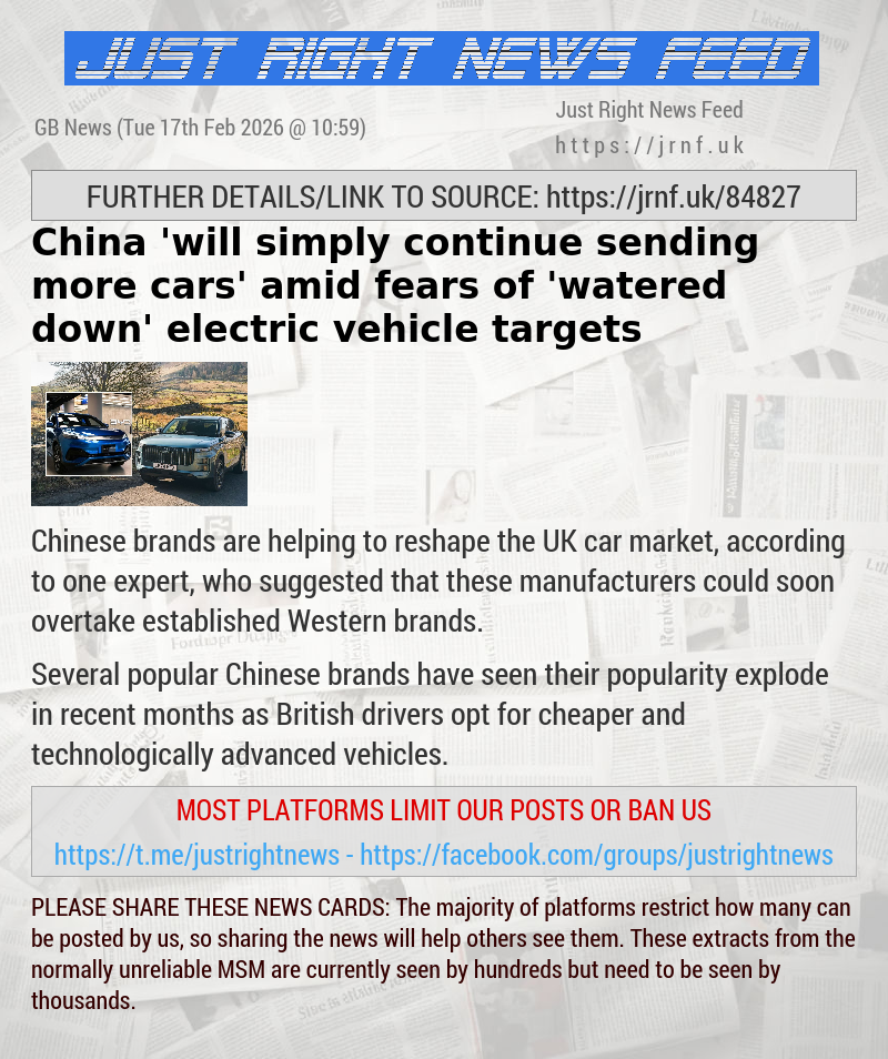 China ’will simply continue sending more cars’ amid fears of ’watered down’ electric vehicle targets