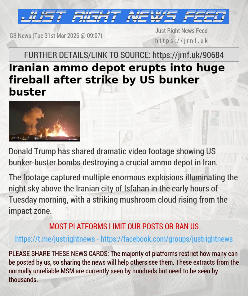Iranian ammo depot erupts into huge fireball after strike by US bunker buster