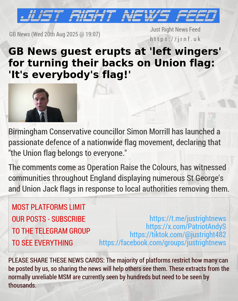 GB News guest erupts at ’left—wingers’ for turning their backs on Union flag: ’It’s everybody’s flag!’