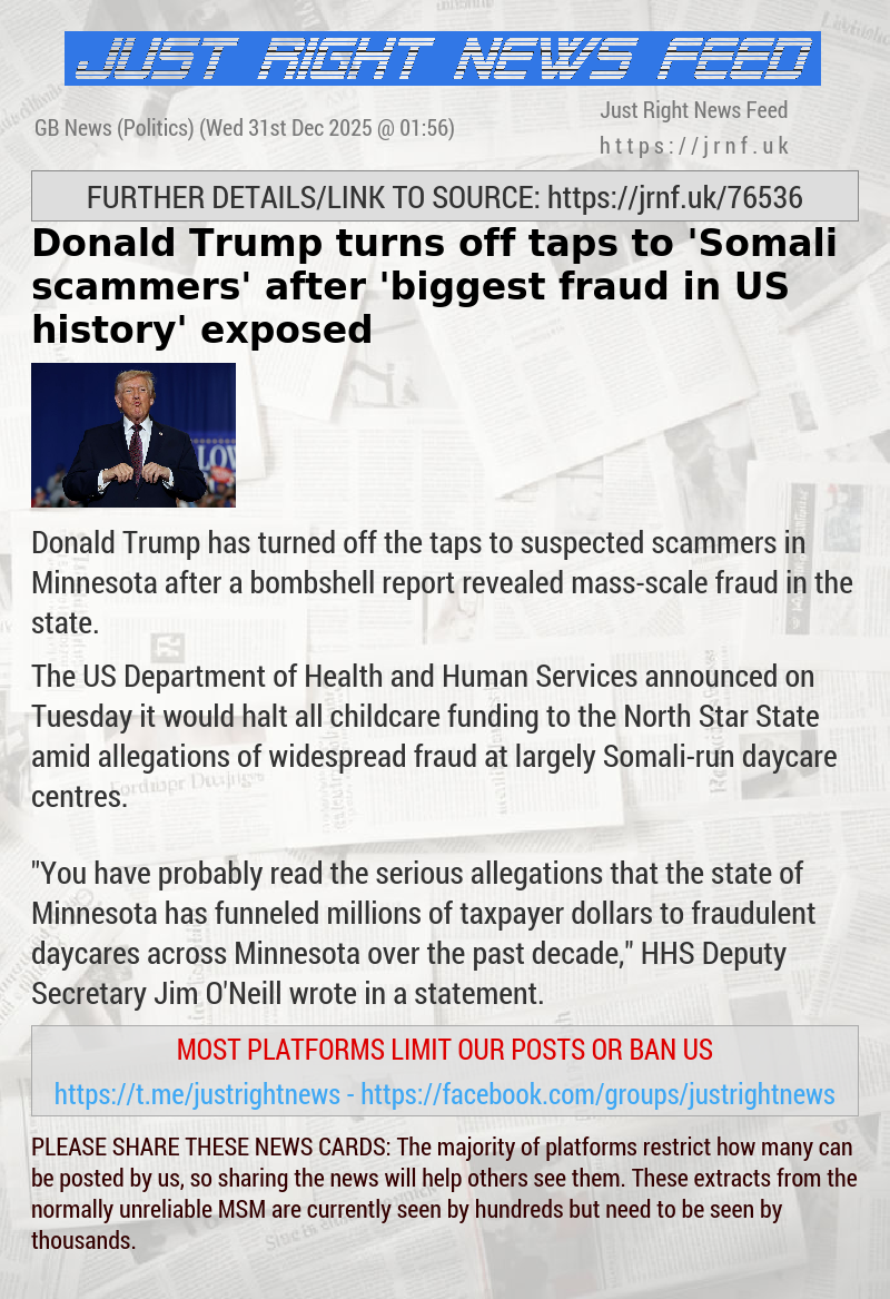 Donald Trump turns off taps to ’Somali scammers’ after ’biggest fraud in US history’ exposed
