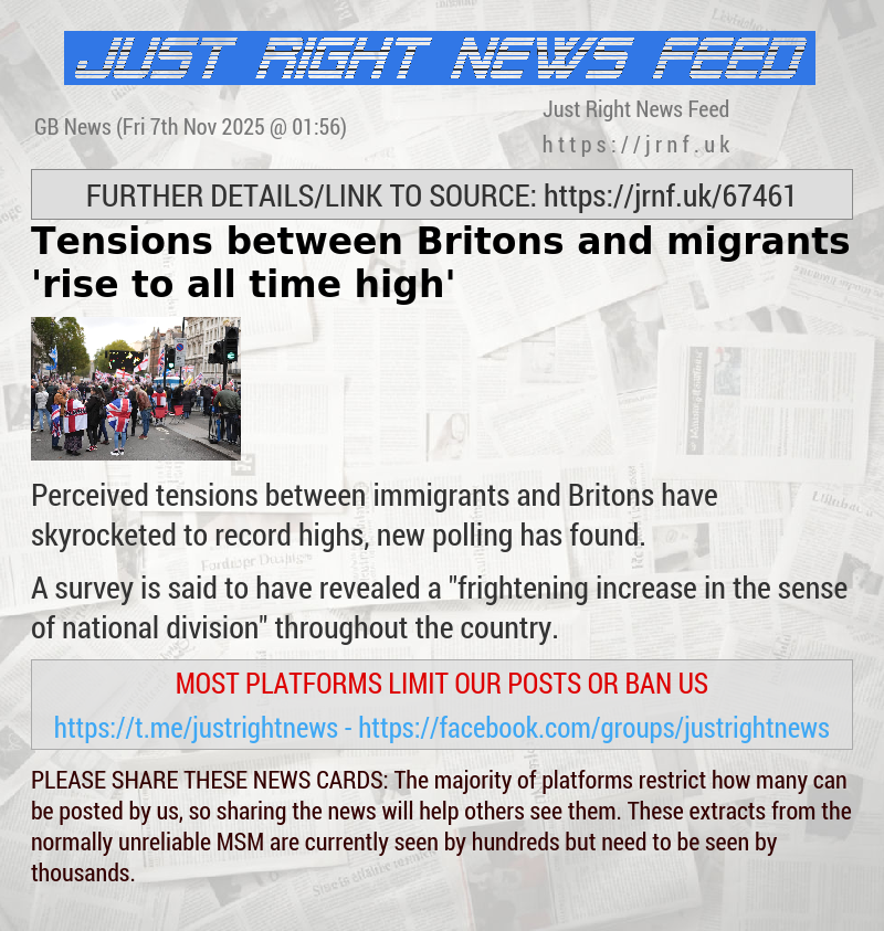 Tensions between Britons and migrants ’rise to all—time high’
