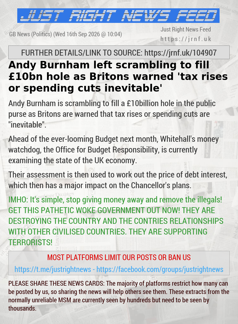 Andy Burnham left scrambling to fill &pound;10bn hole as Britons warned ’tax rises or spending cuts inevitable’
