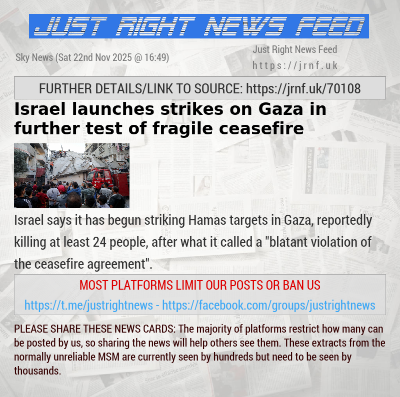 Israel launches strikes on Gaza in further test of fragile ceasefire