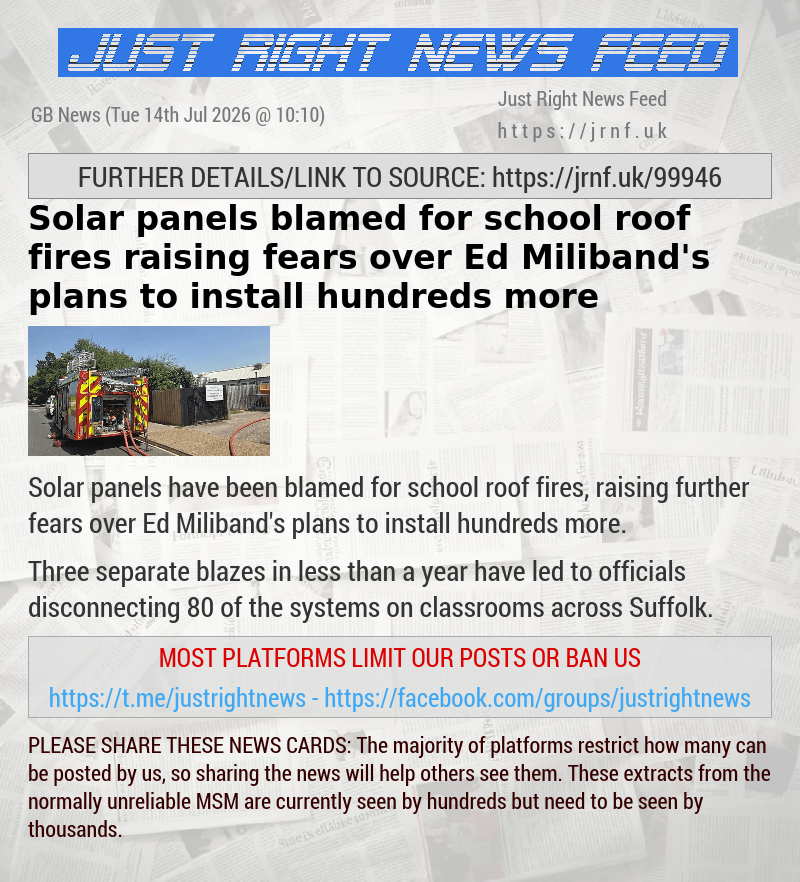 Solar panels blamed for school roof fires raising fears over Ed Miliband’s plans to install hundreds more