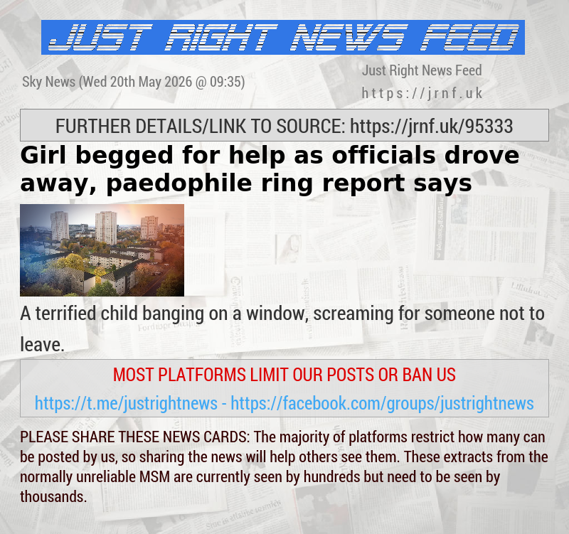 Girl begged for help as officials drove away, paedophile ring report says
