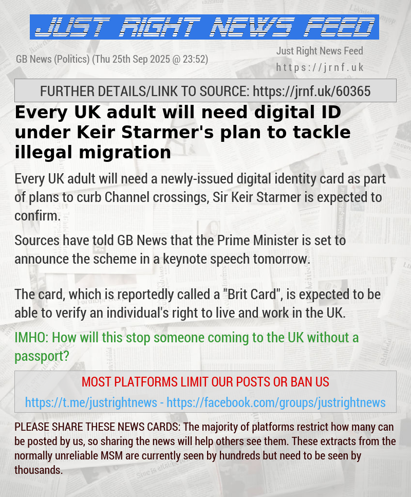 Every UK adult will need digital ID under Keir Starmer’s plan to tackle illegal migration
