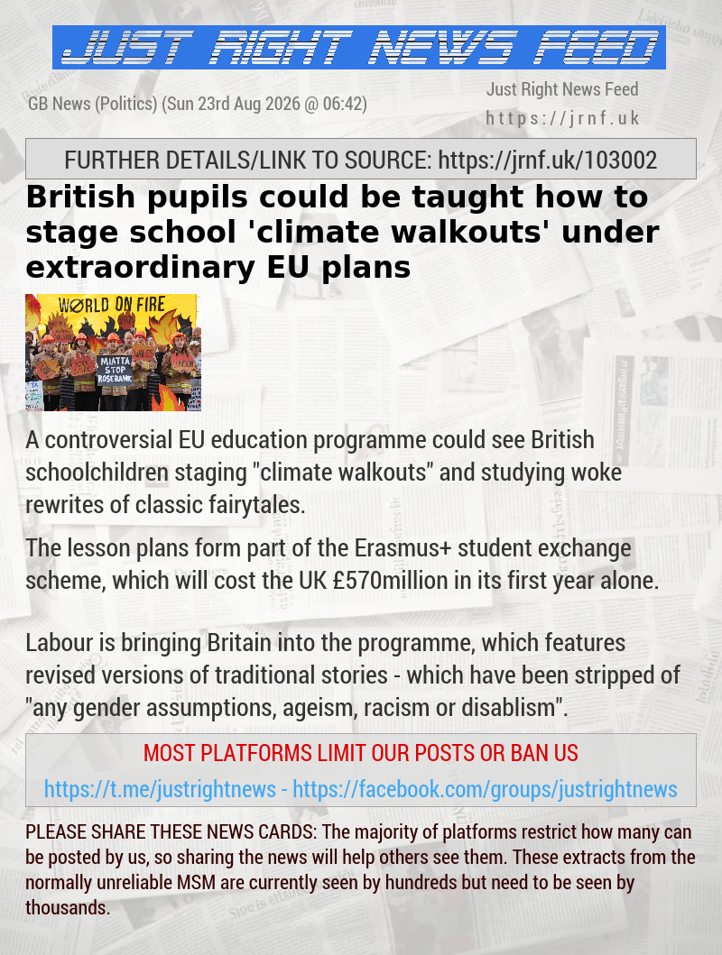 British pupils could be taught how to stage school ’climate walkouts’ under extraordinary EU plans