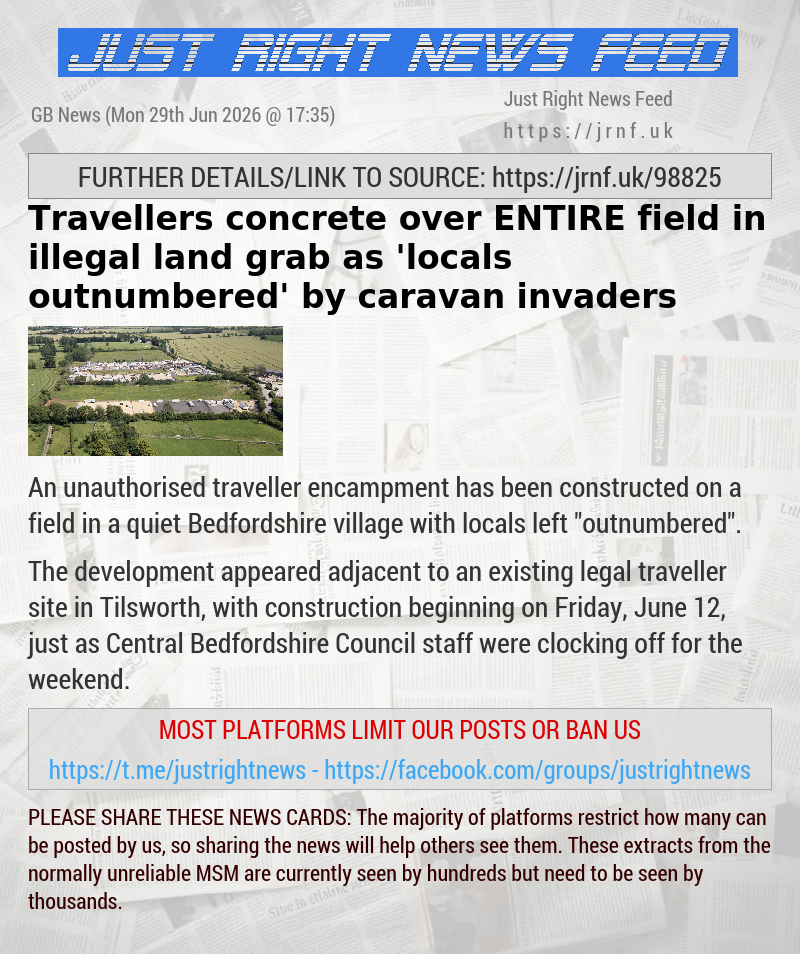 Travellers concrete over ENTIRE field in illegal land grab as ’locals outnumbered’ by caravan invaders