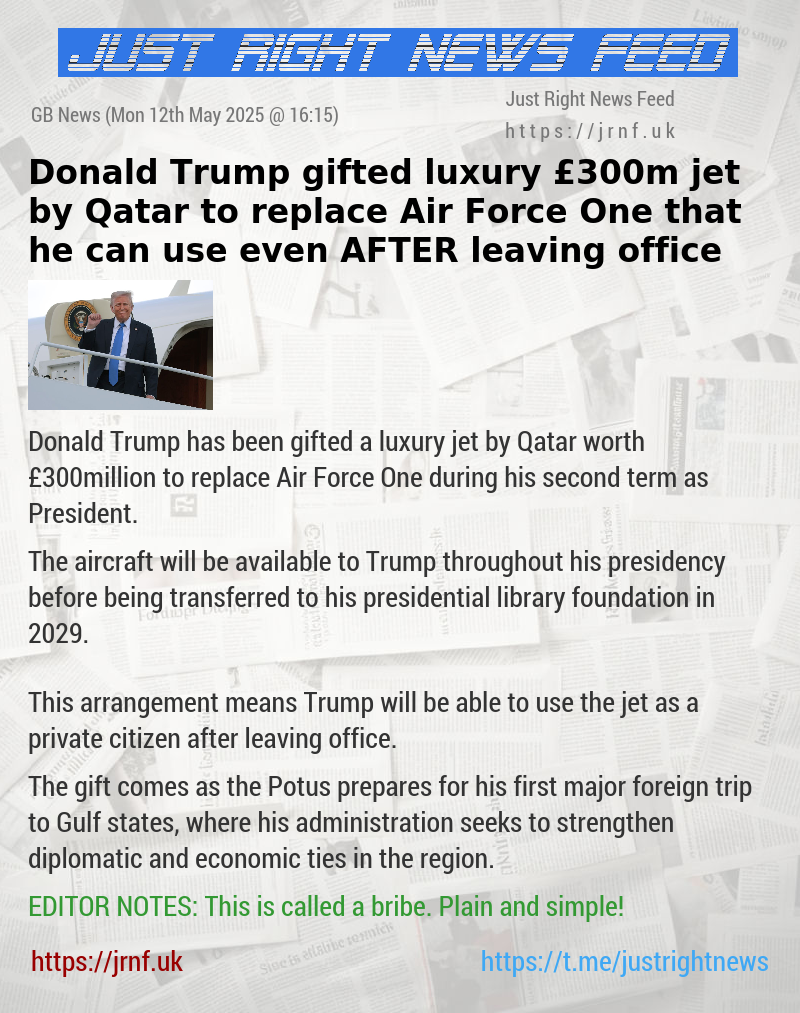 Donald Trump gifted luxury £300m jet by Qatar to replace Air Force One that he can use even AFTER leaving office