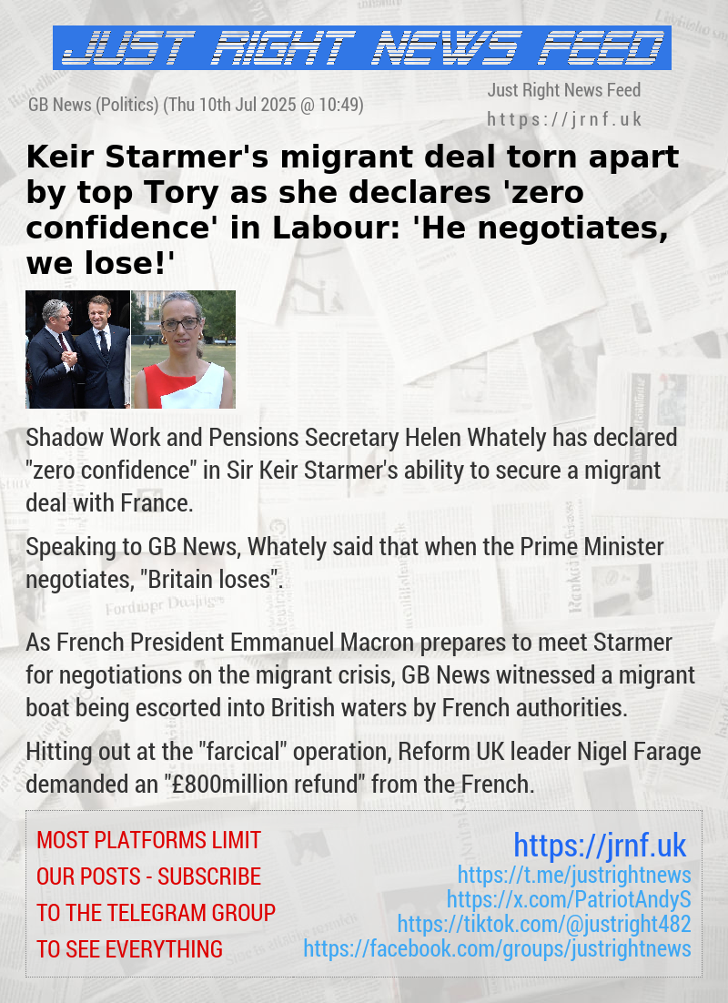 Keir Starmer’s migrant deal torn apart by top Tory as she declares ’zero confidence’ in Labour: ’He negotiates, we lose!’