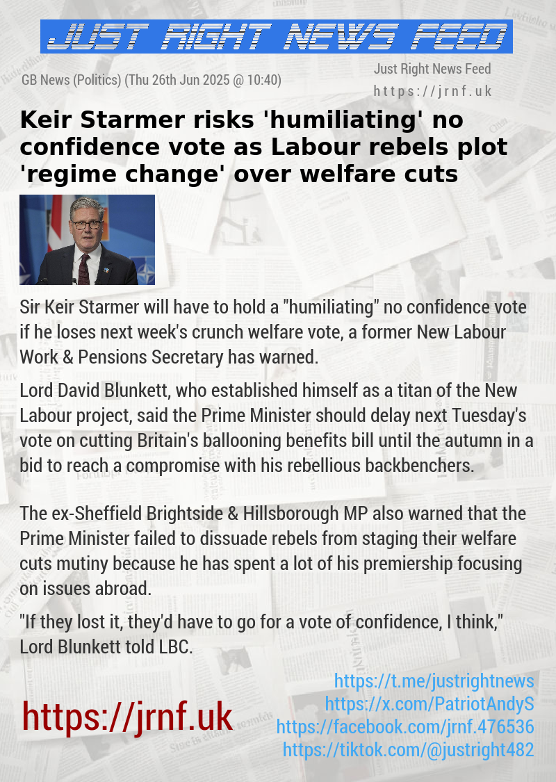 Keir Starmer risks ’humiliating’ no confidence vote as Labour rebels plot ’regime change’ over welfare cuts