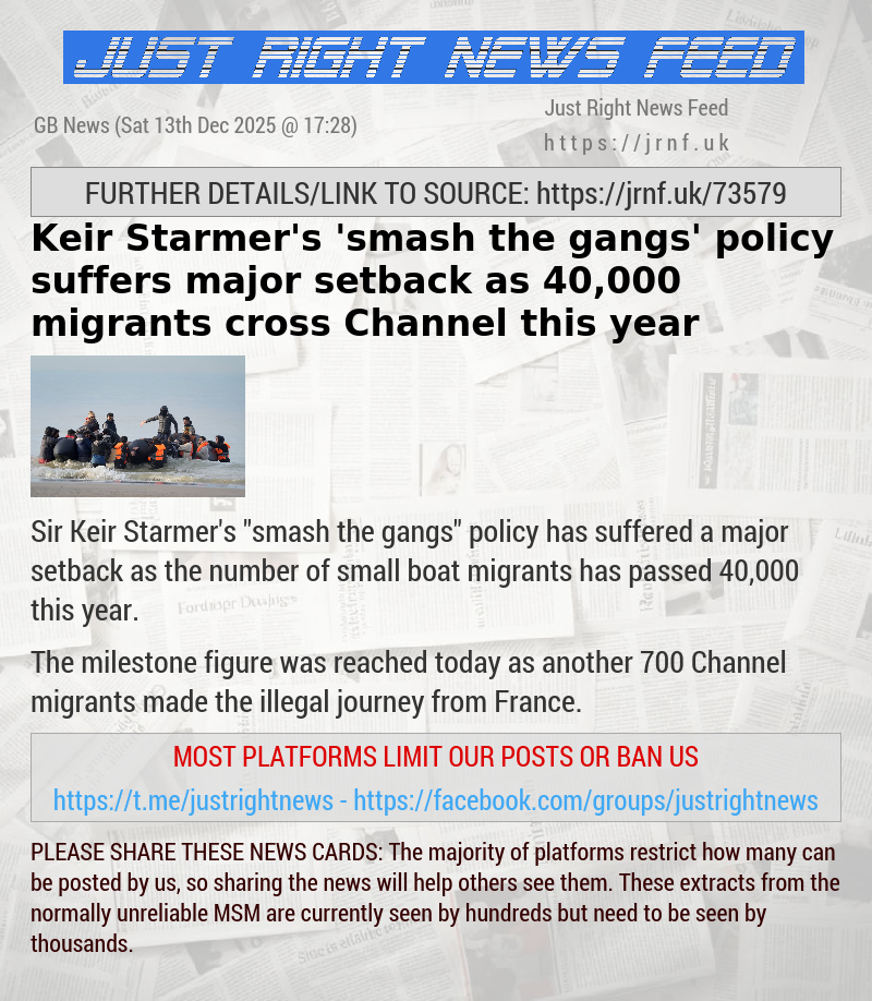 Keir Starmer’s ’smash the gangs’ policy suffers major setback as 40,000 migrants cross Channel this year