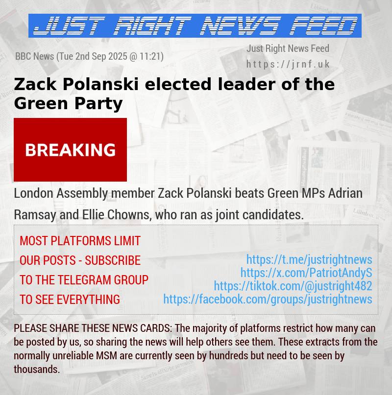 Zack Polanski elected leader of the Green Party