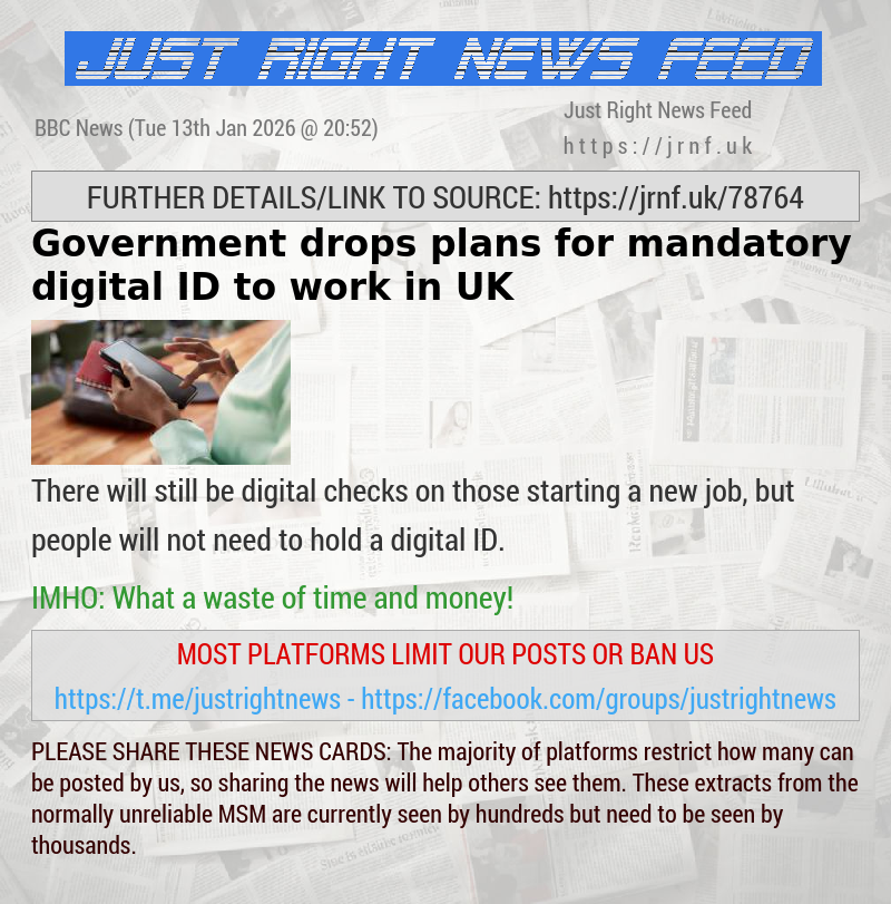 Government drops plans for mandatory digital ID to work in UK