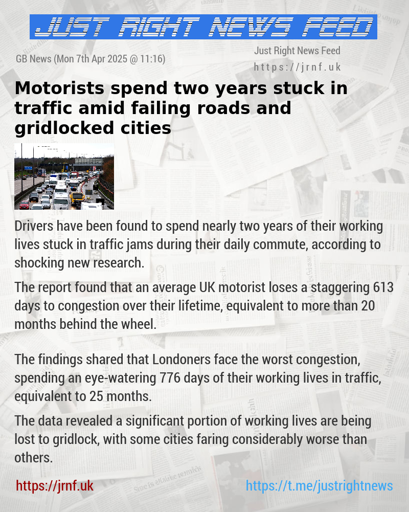 Motorists spend two years stuck in traffic amid failing roads and gridlocked cities