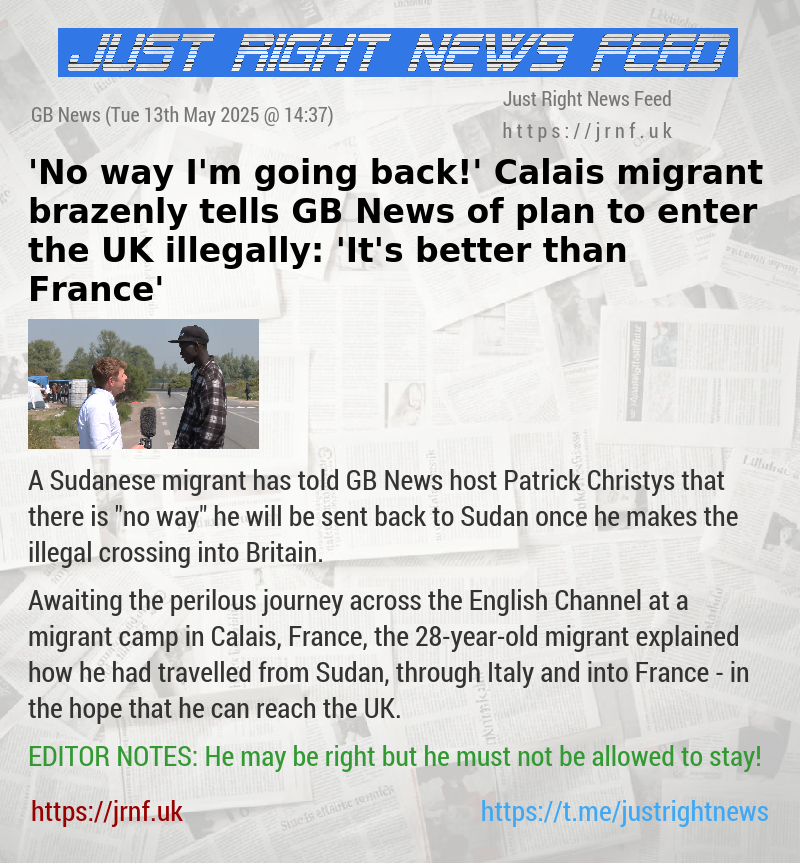 ’No way I’m going back!’ Calais migrant brazenly tells GB News of plan to enter the UK illegally: ’It’s better than France’
