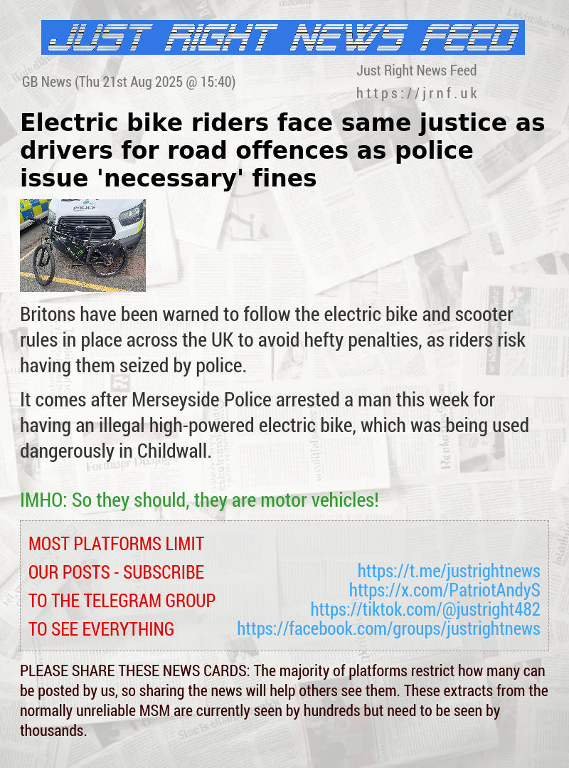 Electric bike riders face same justice as drivers for road offences as police issue ’necessary’ fines