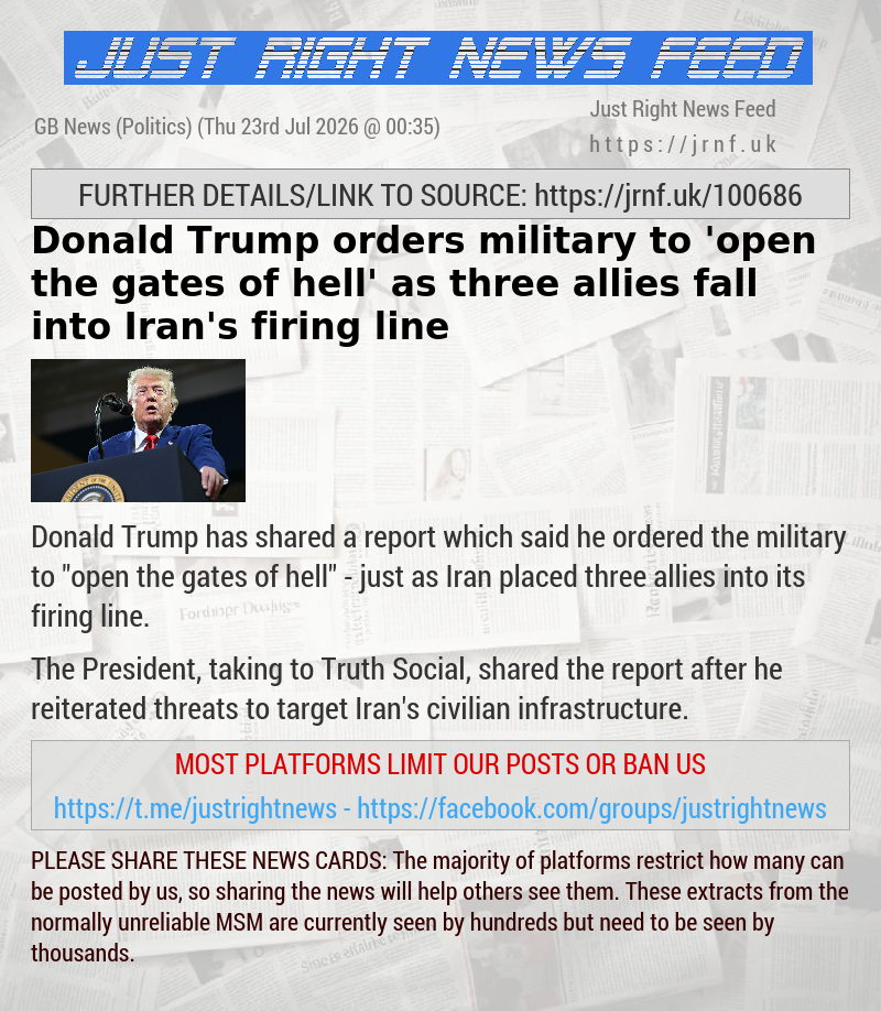 Donald Trump orders military to ’open the gates of hell’ as three allies fall into Iran’s firing line